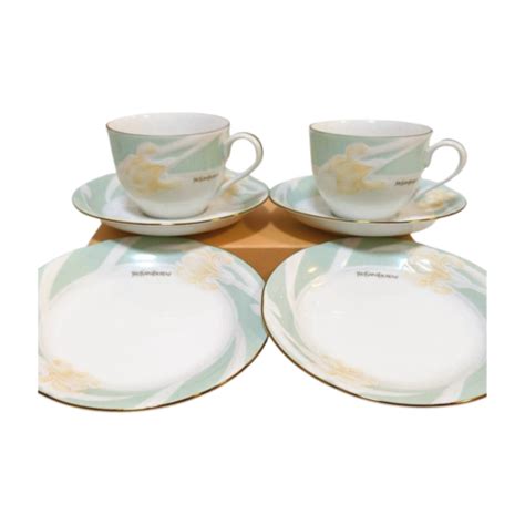 yves saint laurent coffee cup|Yves Saint Laurent Coffee Cup and Saucer Pair Set White Blue .